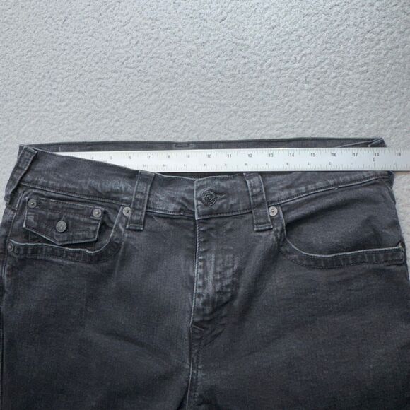 True Religion Jeans Men 36x33 Black Rocco Relaxed Skinny Stretch Faded Flap - Picture 11 of 16